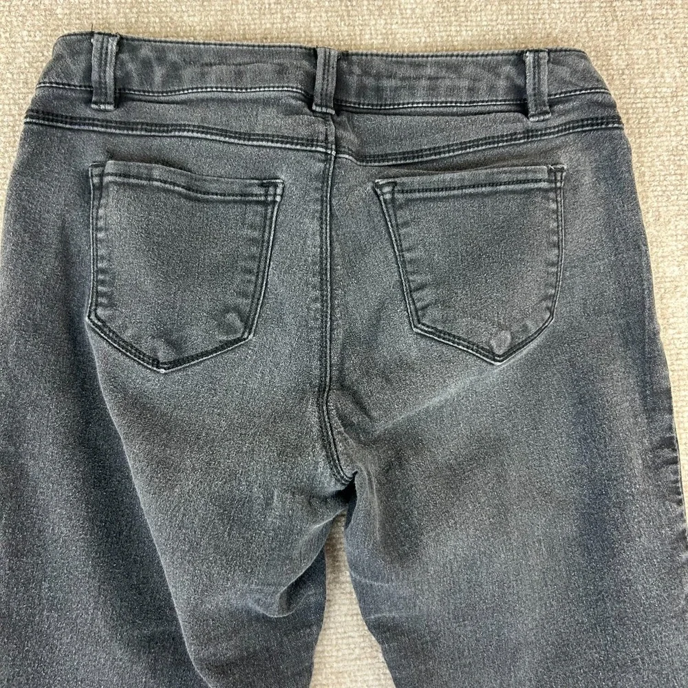 D Jeans Womens 6 Petite Charcoal Gray Cotton Stretch Mid Rise Travel Skinny Leg
